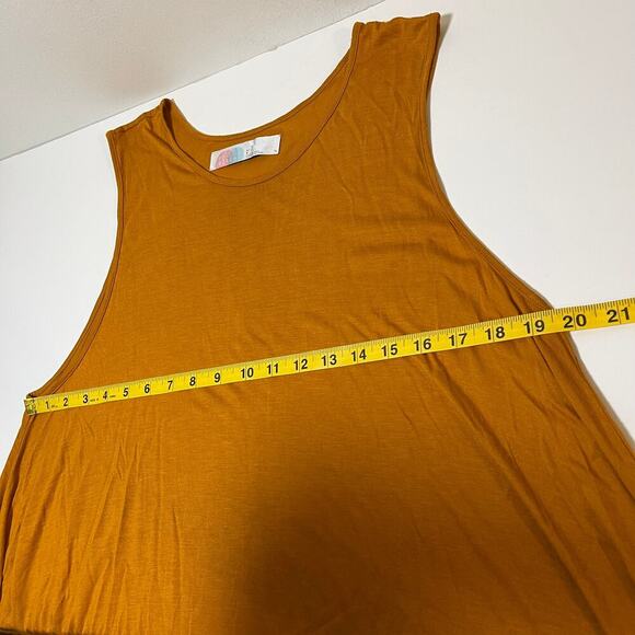 Free People FP Beach Sleeveless Tank Midi Dress Orange Size Large Lagenlook Boho - Picture 6 of 7